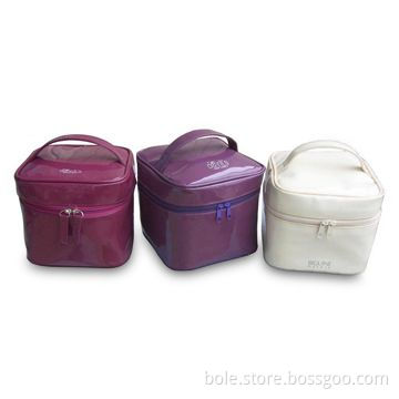 Square Cosmetic Bag, Made PVC, with Carry Handle, Customized Logos are Welcome